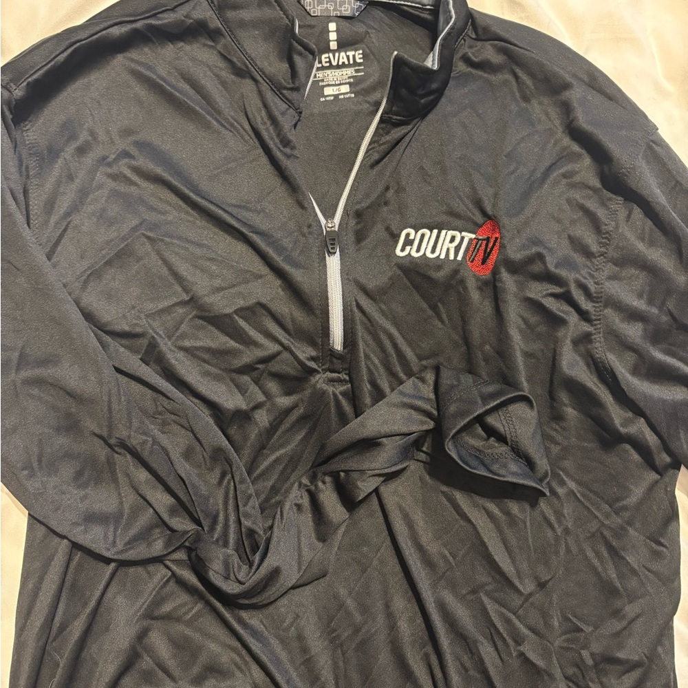 Court TV Black Quarter-Zip Pullover with Red Logo